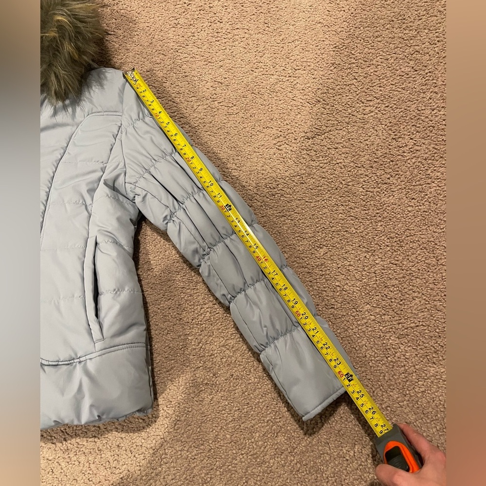 MARALYN & ME Light Blue Quilted Puffer Jacket with Faux-Fur Hood Trim - Picture 7 of 9